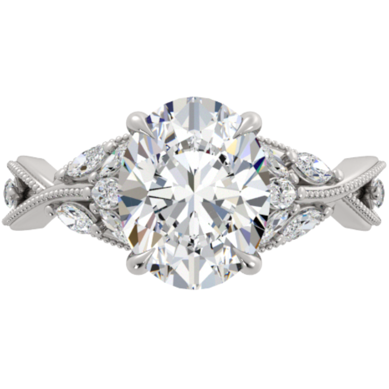 Ben Garelick Bellatrix 3.00 Carat Oval Diamond White Gold Crown Engagement Ring Top