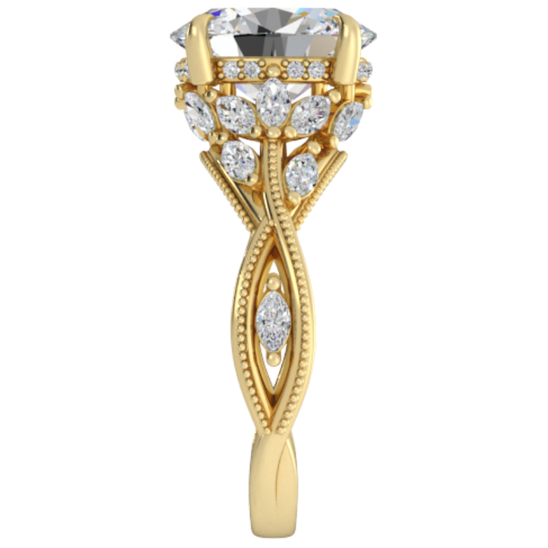 Ben Garelick Bellatrix 3.00 Carat Oval Diamond Yellow Gold Crown Engagement Ring Right