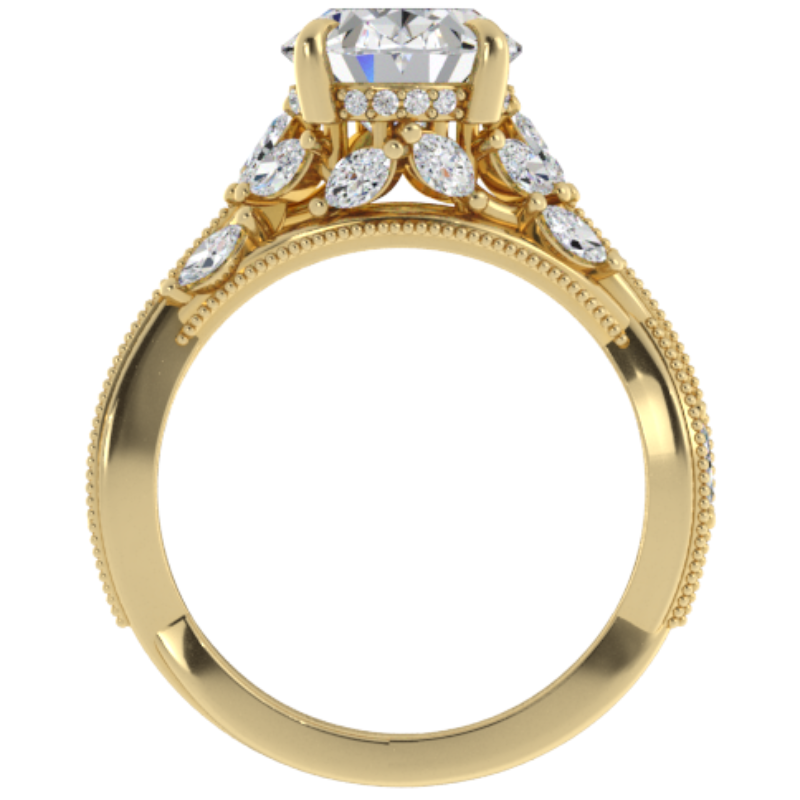 Ben Garelick Bellatrix 3.00 Carat Oval Diamond Yellow Gold Crown Engagement Ring Front