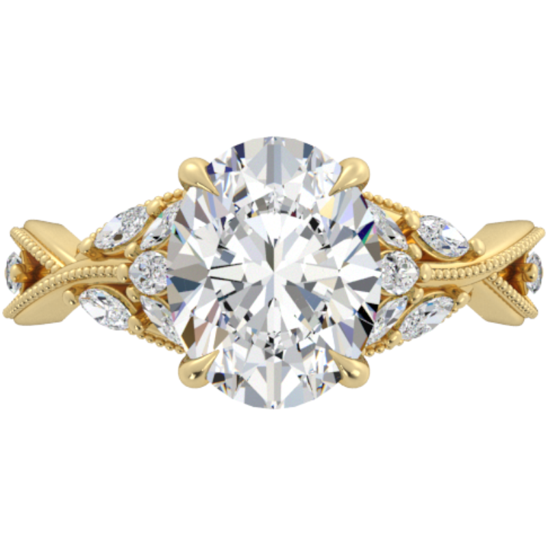 Ben Garelick Bellatrix 3.00 Carat Oval Diamond Yellow Gold Crown Engagement Ring Top