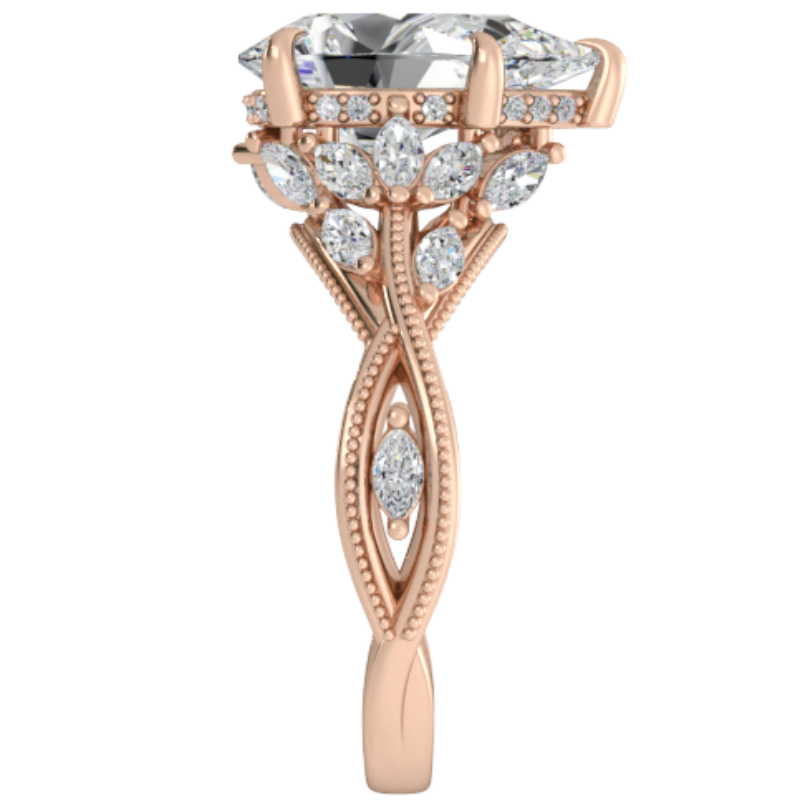 Ben Garelick Bellatrix 3.00 Carat Pear Diamond Rose Gold Crown Engagement Ring Right
