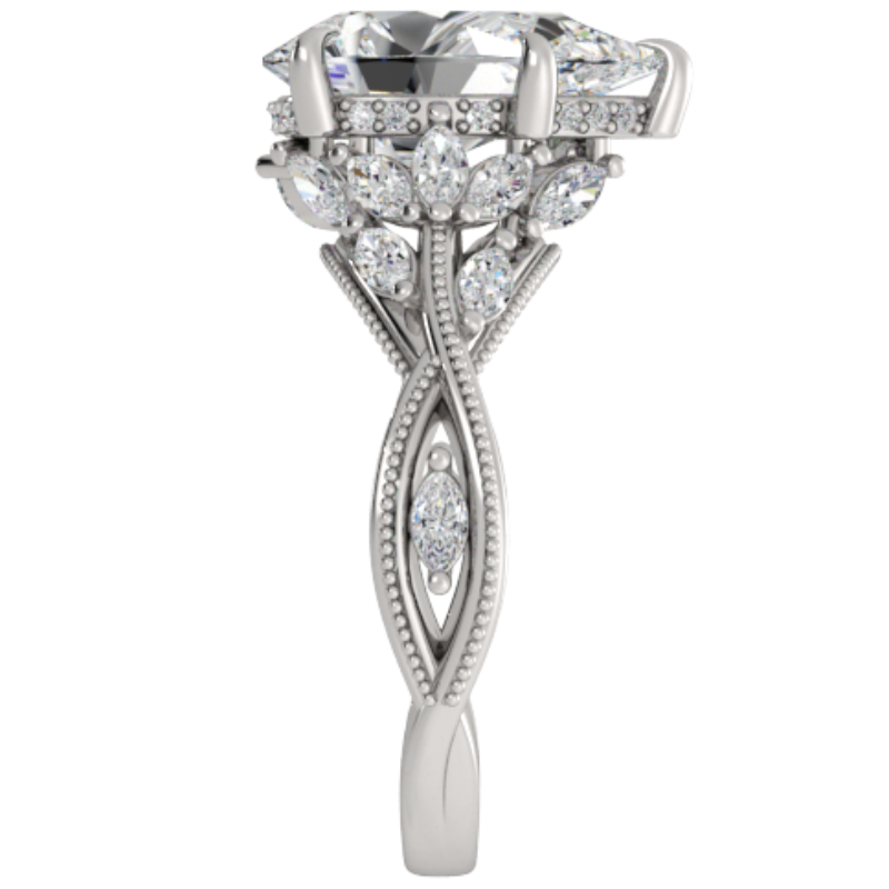 Ben Garelick Bellatrix 3.00 Carat Pear Diamond White Gold Crown Engagement Ring Right