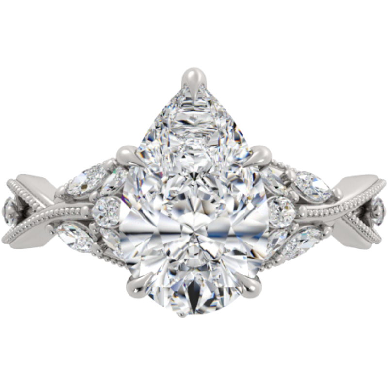 Ben Garelick Bellatrix 3.00 Carat Pear Diamond White Gold Crown Engagement Ring Top