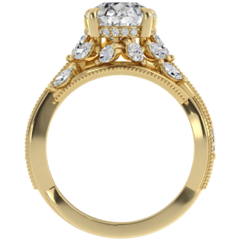 Ben Garelick Bellatrix 3.00 Carat Pear Diamond Yellow Gold Crown Engagement Ring Front