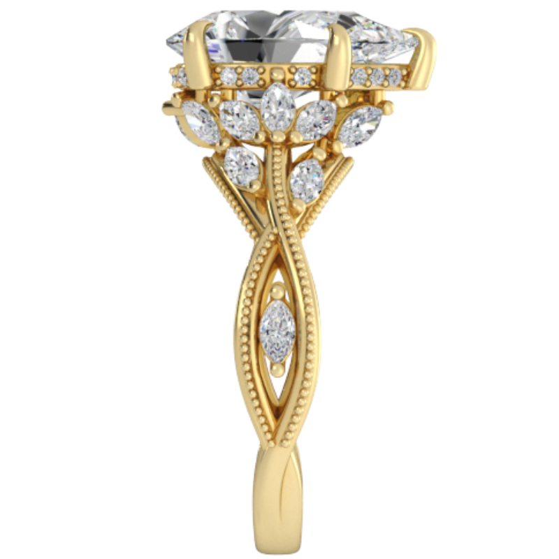 Ben Garelick Bellatrix 3.00 Carat Pear Diamond Yellow Gold Crown Engagement Ring Right