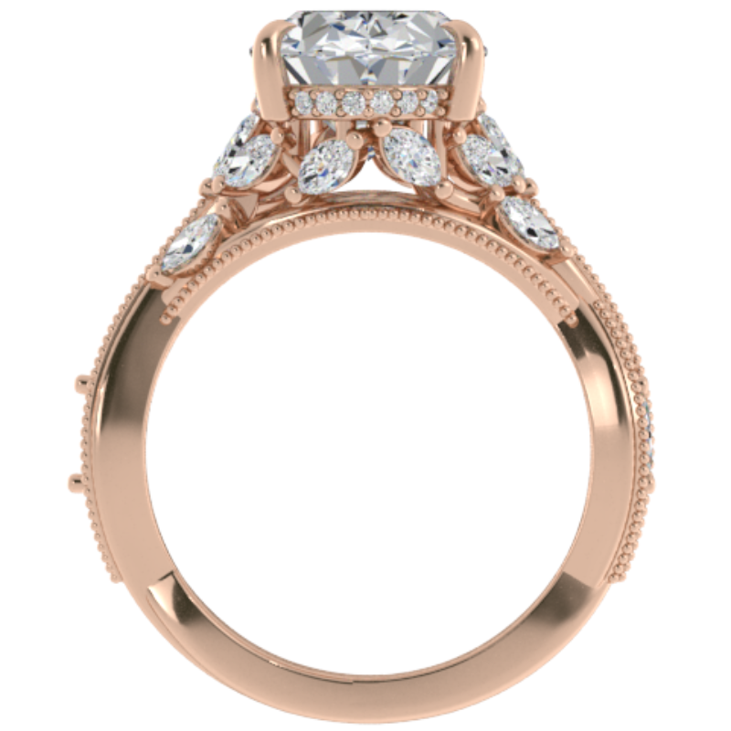 Ben Garelick Bellatrix 4.00 Carat Oval Diamond Rose Gold Crown Engagement Ring Front