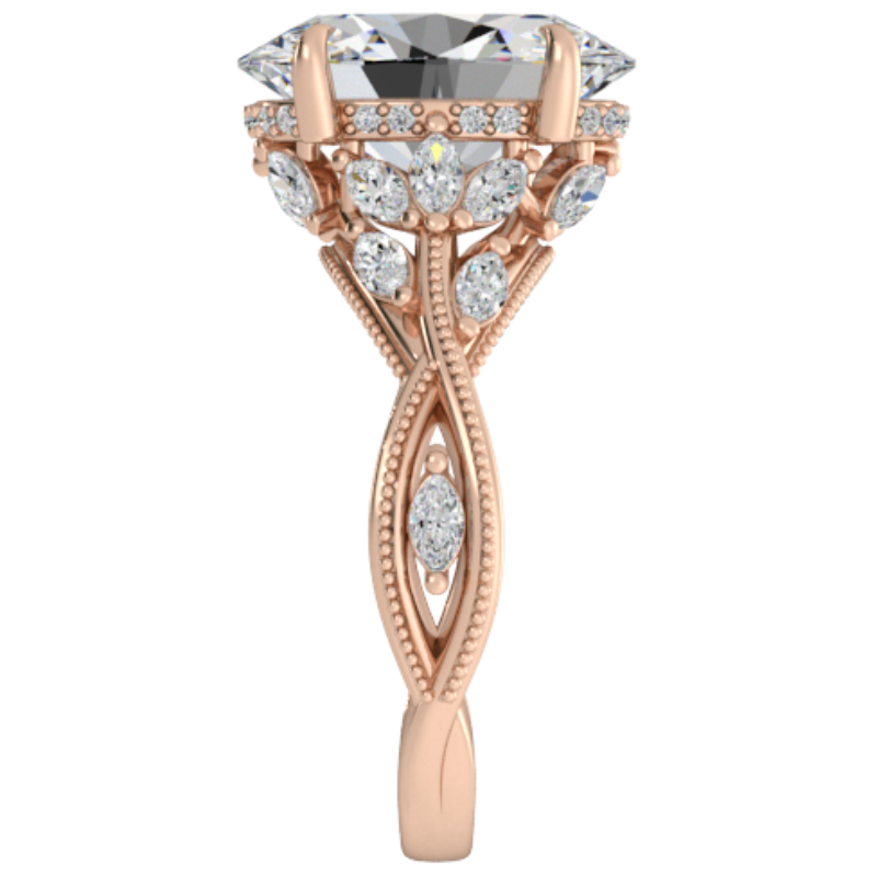 Ben Garelick Bellatrix 4.00 Carat Oval Diamond Rose Gold Crown Engagement Ring Right