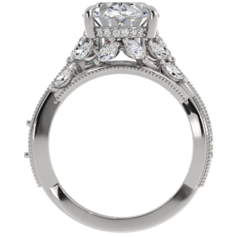 Ben Garelick Bellatrix 4.00 Carat Oval Diamond White Gold Crown Engagement Ring Front