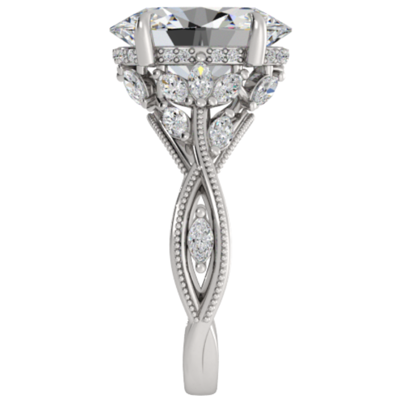 Ben Garelick Bellatrix 4.00 Carat Oval Diamond White Gold Crown Engagement Ring Right