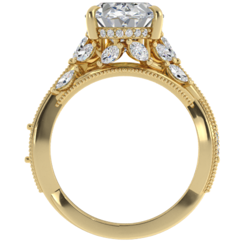 Ben Garelick Bellatrix 4.00 Carat Oval Diamond Yellow Gold Crown Engagement Ring Front