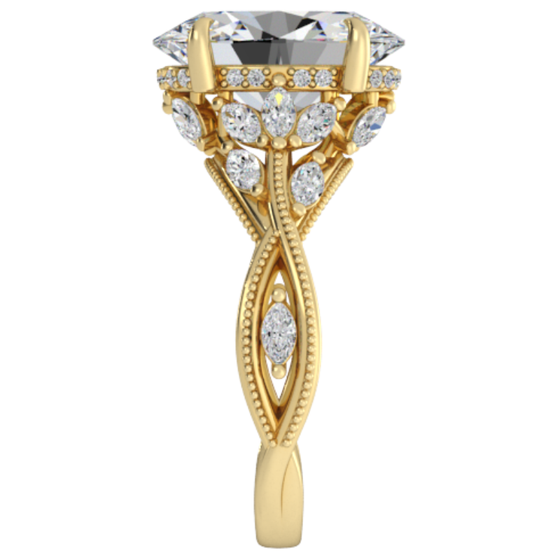 Ben Garelick Bellatrix 4.00 Carat Oval Diamond Yellow Gold Crown Engagement Ring Right