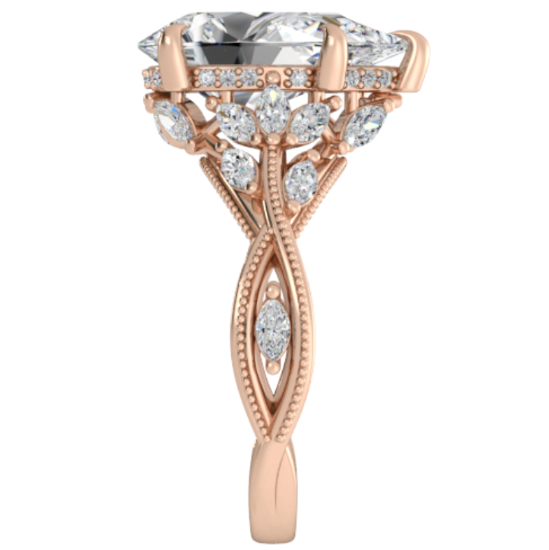 Ben Garelick Bellatrix 4.00 Carat Pear Diamond Rose Gold Crown Engagement Ring Right