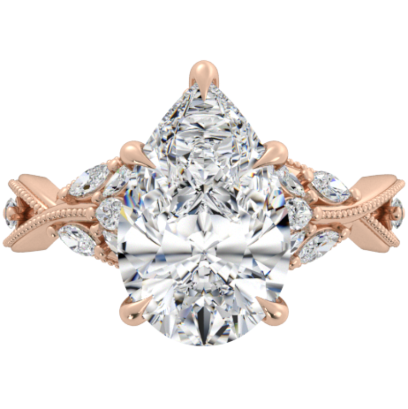 Ben Garelick Bellatrix 4.00 Carat Pear Diamond Rose Gold Crown Engagement Ring Top