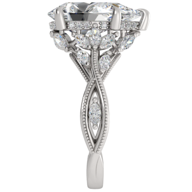 Ben Garelick Bellatrix 4.00 Carat Pear Diamond White Gold Crown Engagement Ring Right