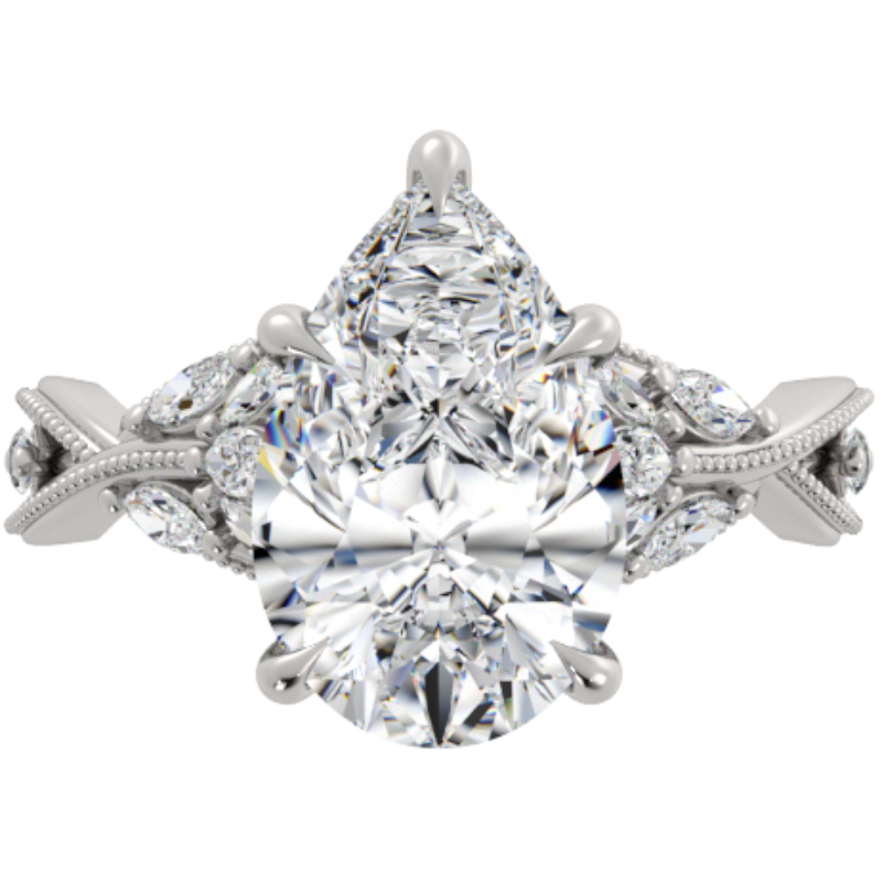 Ben Garelick Bellatrix 4.00 Carat Pear Diamond White Gold Crown Engagement Ring Top