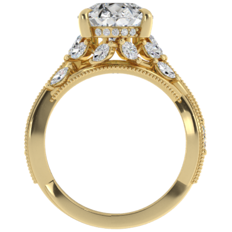 Ben Garelick Bellatrix 4.00 Carat Pear Diamond Yellow Gold Crown Engagement Ring Front
