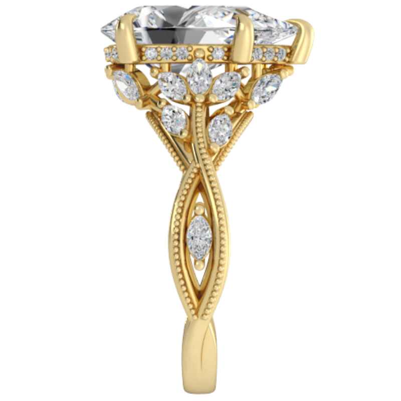Ben Garelick Bellatrix 4.00 Carat Pear Diamond Yellow Gold Crown Engagement Ring Right