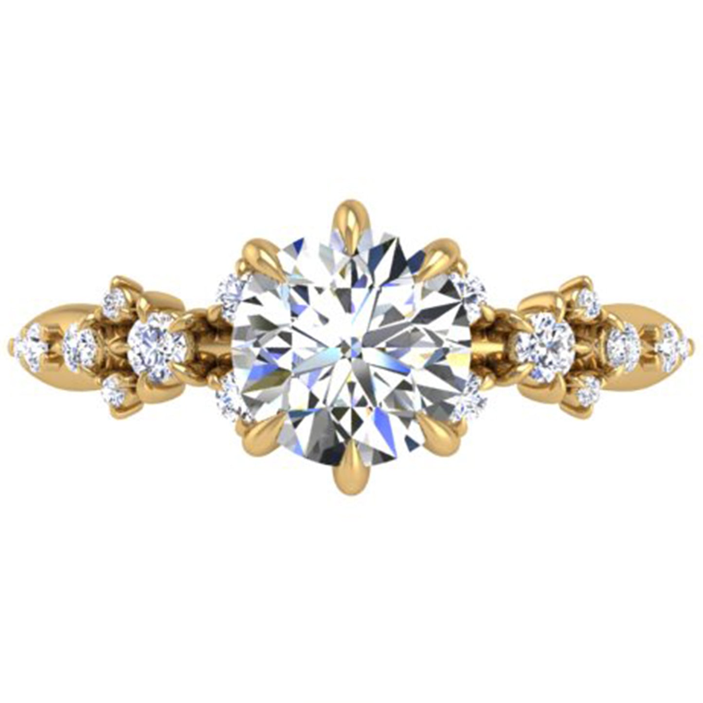 Ben Garelick Yellow Gold Avalon Round Cut Bohemian Diamond Engagement Ring