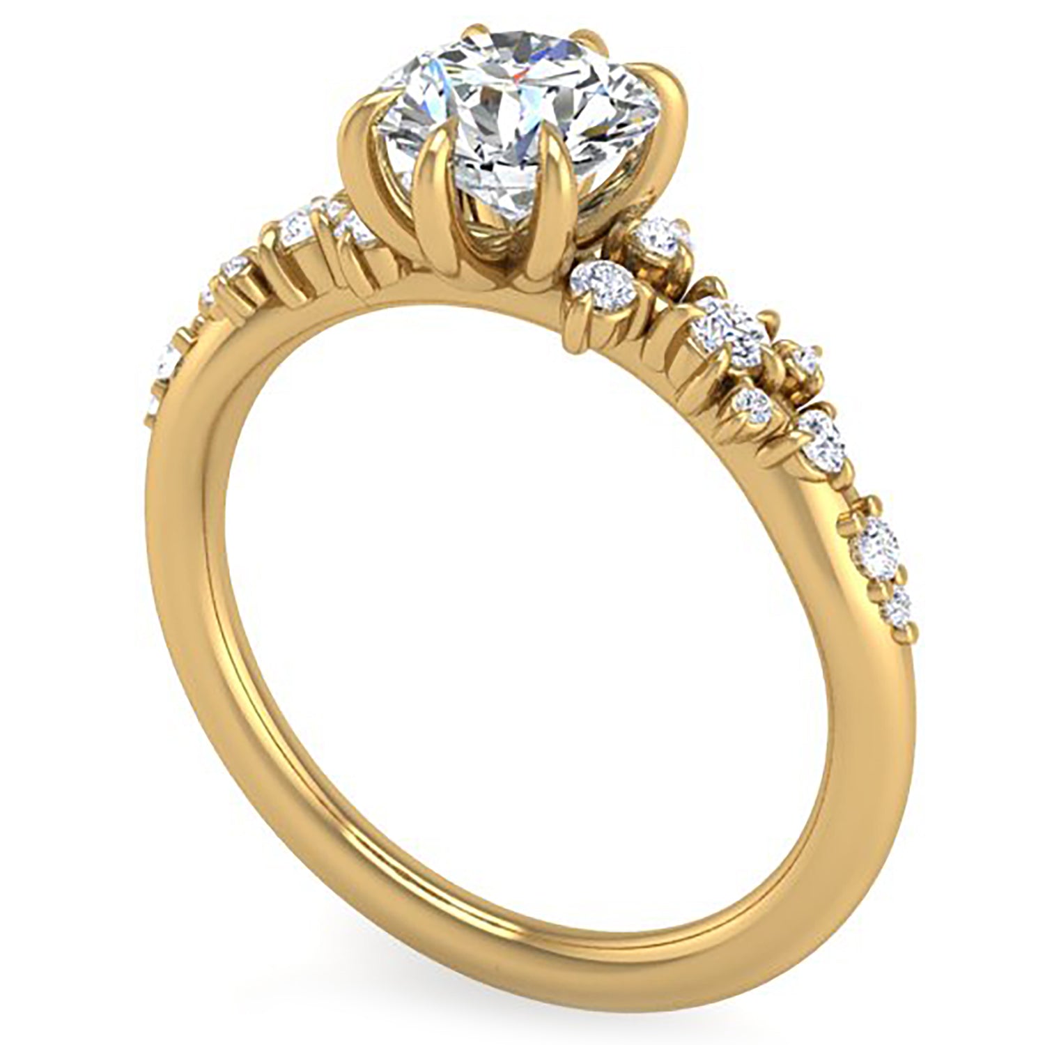 Ben Garelick Yellow Gold Avalon Round Cut Bohemian Diamond Engagement Ring