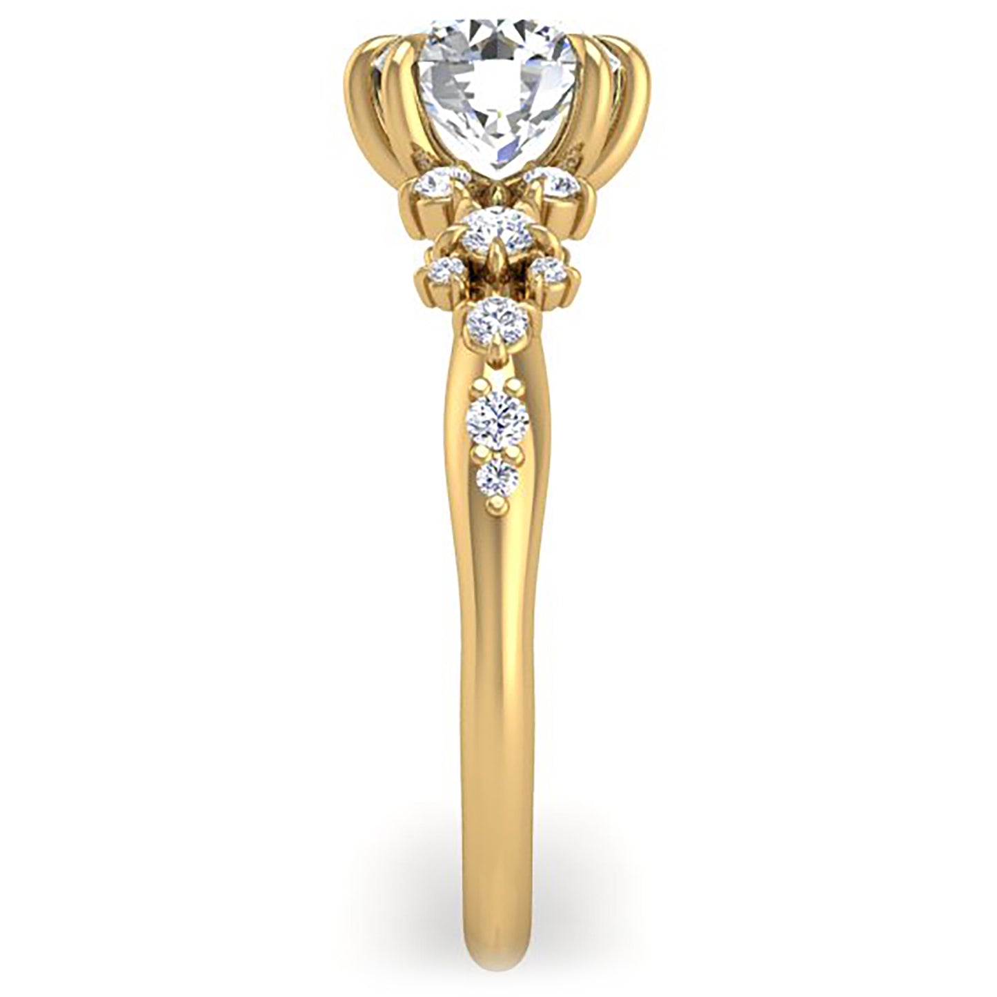 Ben Garelick Yellow Gold Avalon Round Cut Bohemian Diamond Engagement Ring
