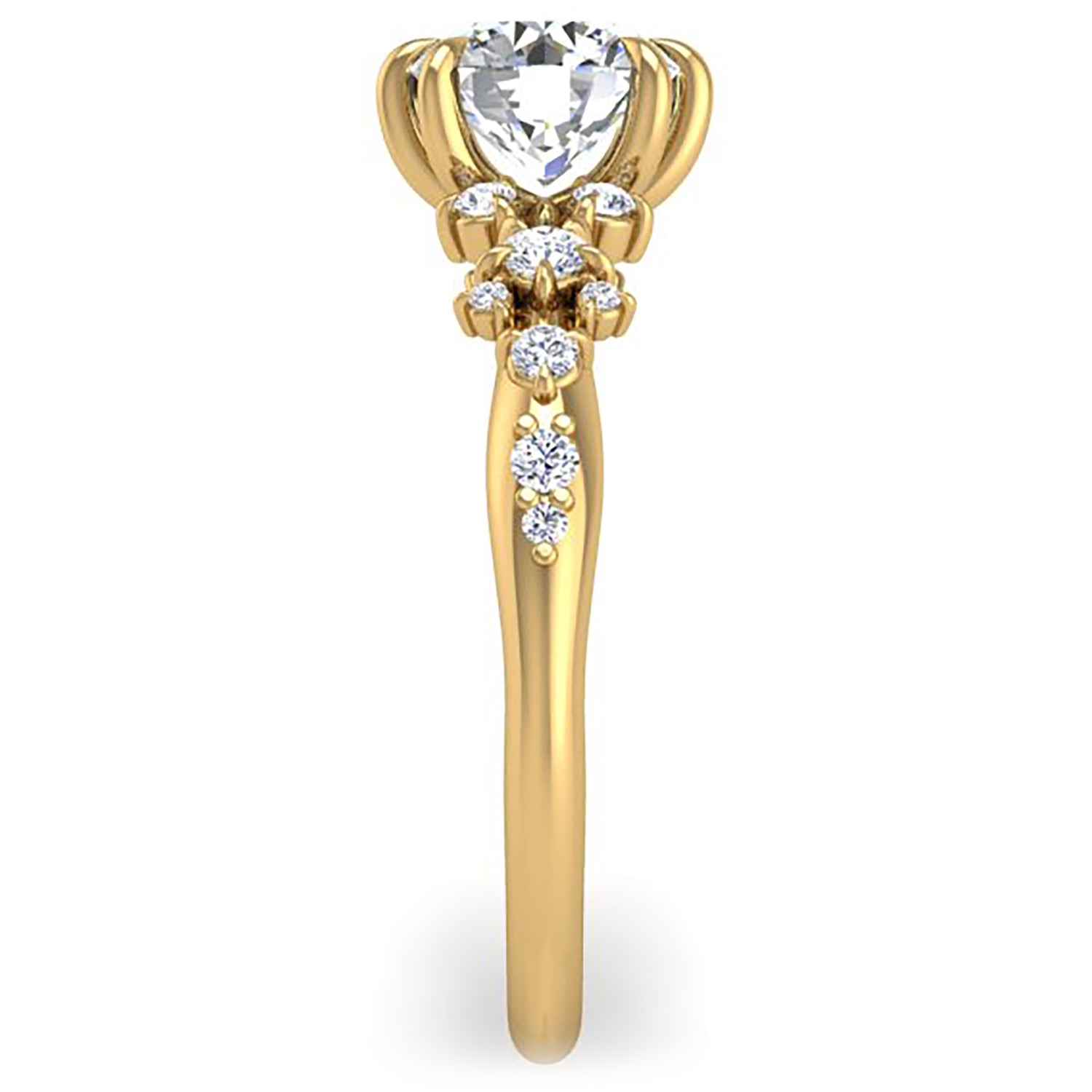 Ben Garelick Yellow Gold Avalon Round Cut Bohemian Diamond Engagement Ring
