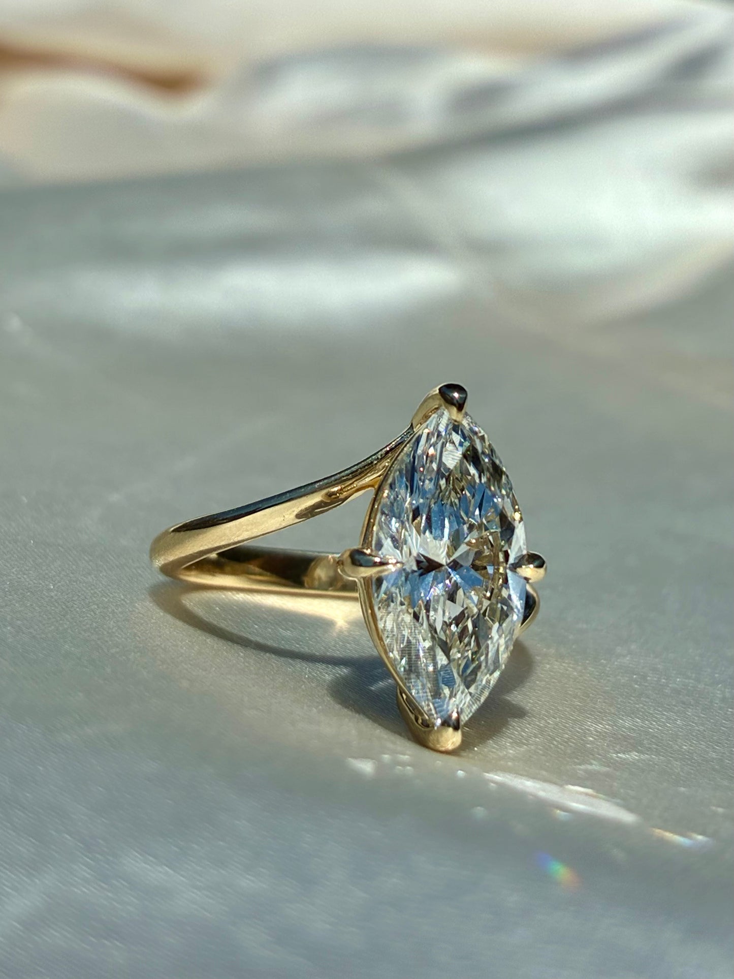 Ben Garelick Yellow Gold Marquise Cut Juliet Ring 