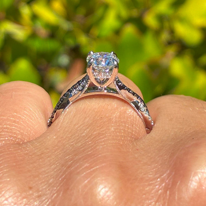 Ben Garelick 14K White Gold Luna Twist Hidden Halo Black & White Diamond Engagement Ring