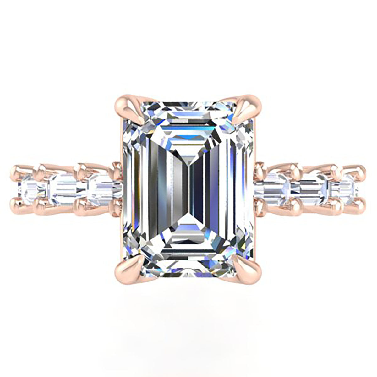 BGLG Rose Gold Nolita 4.00 Carat Baguette Cut Lab-Grown Diamond Engagement Ring