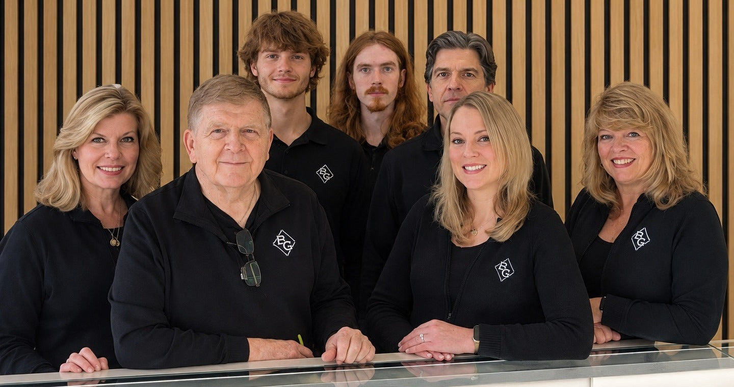 The Ben Garelick Jewelers team in front of the showcase at our Williamsville store