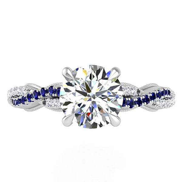 Ben Garelick White Gold Luna Twist Hidden Halo Blue Sapphire Engagement Ring