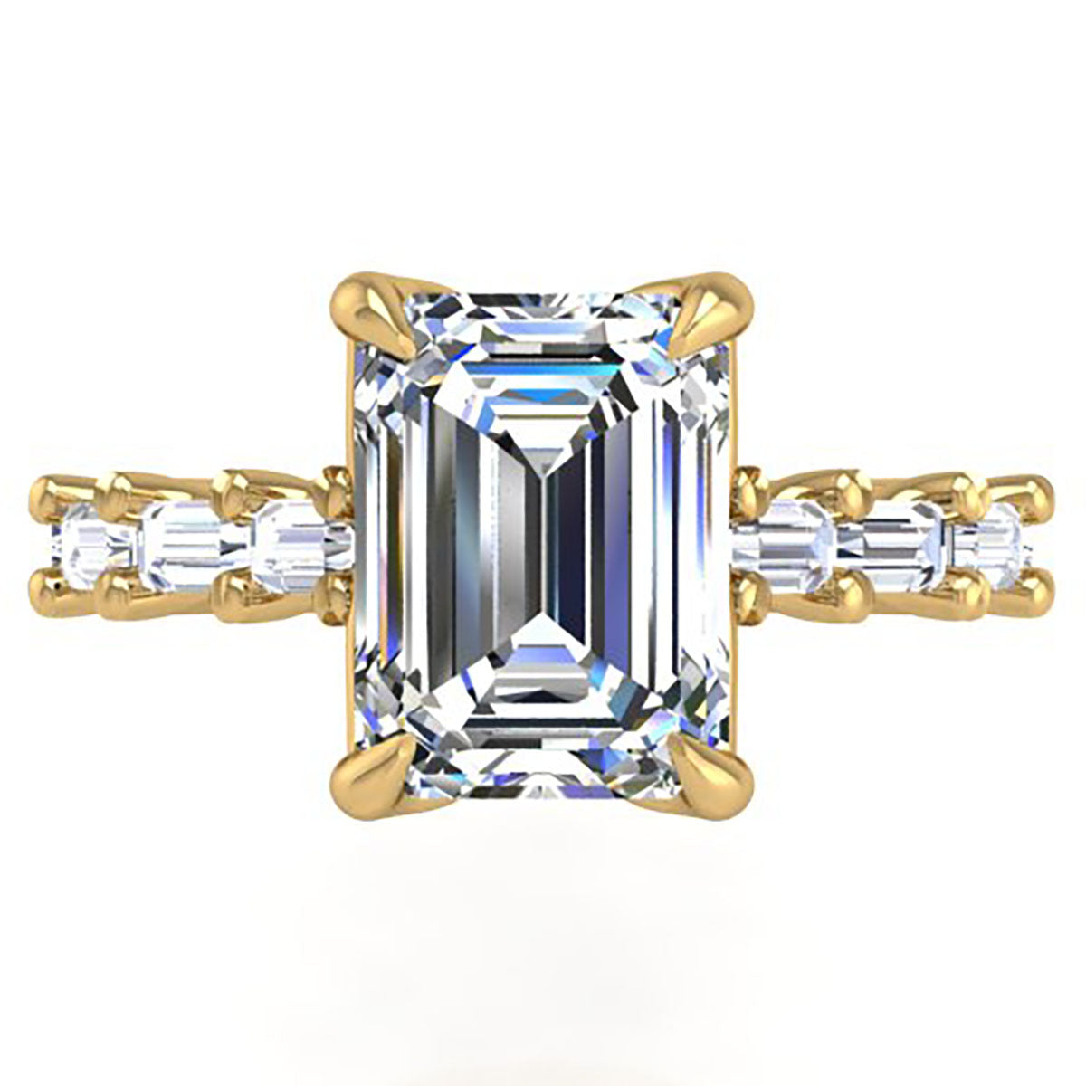 BGLG Yellow Gold Nolita 4.00 Carat Baguette Cut Lab-Grown Diamond Engagement Ring
