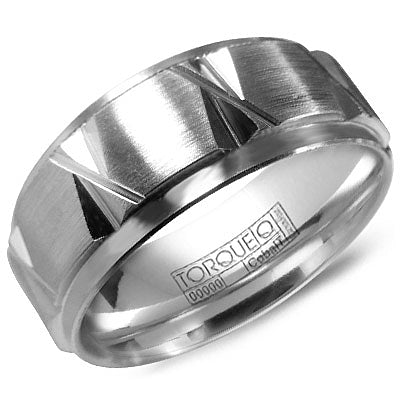 CrownRing Cobalt 9MM "X" Carved Pattern Wedding Band