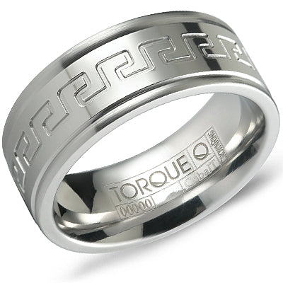 CrownRing 9MM Cobalt Ancient Greek Key Design Wedding Band