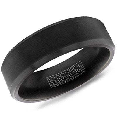 CrownRing 7MM Torque Black Cobalt Wedding Band with Brushed Finish