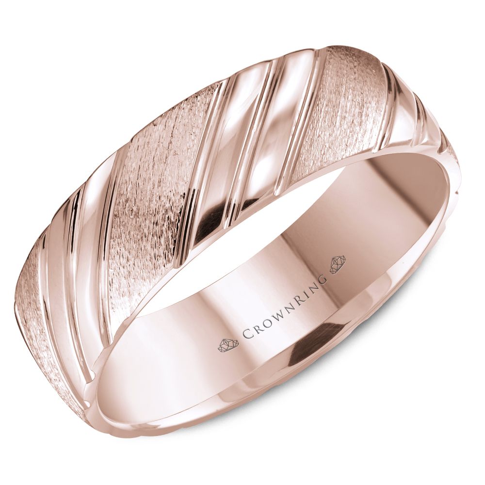 CrownRing Lite Rose 6.5MM Diagonal High Polished Wedding Band