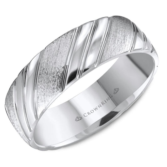 CrownRing Lite White 6.5MM Diagonal High Polished Wedding Band