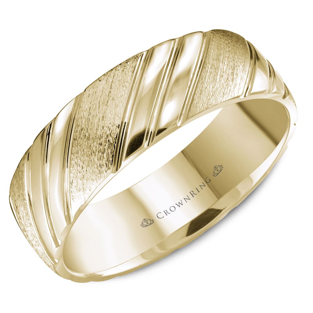 CrownRing Lite Yellow 6.5MM Diagonal High Polished Wedding Band
