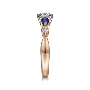 Gabriel & Co. "Carrie" Blue Sapphire Pear Cut Side Engagement Ring