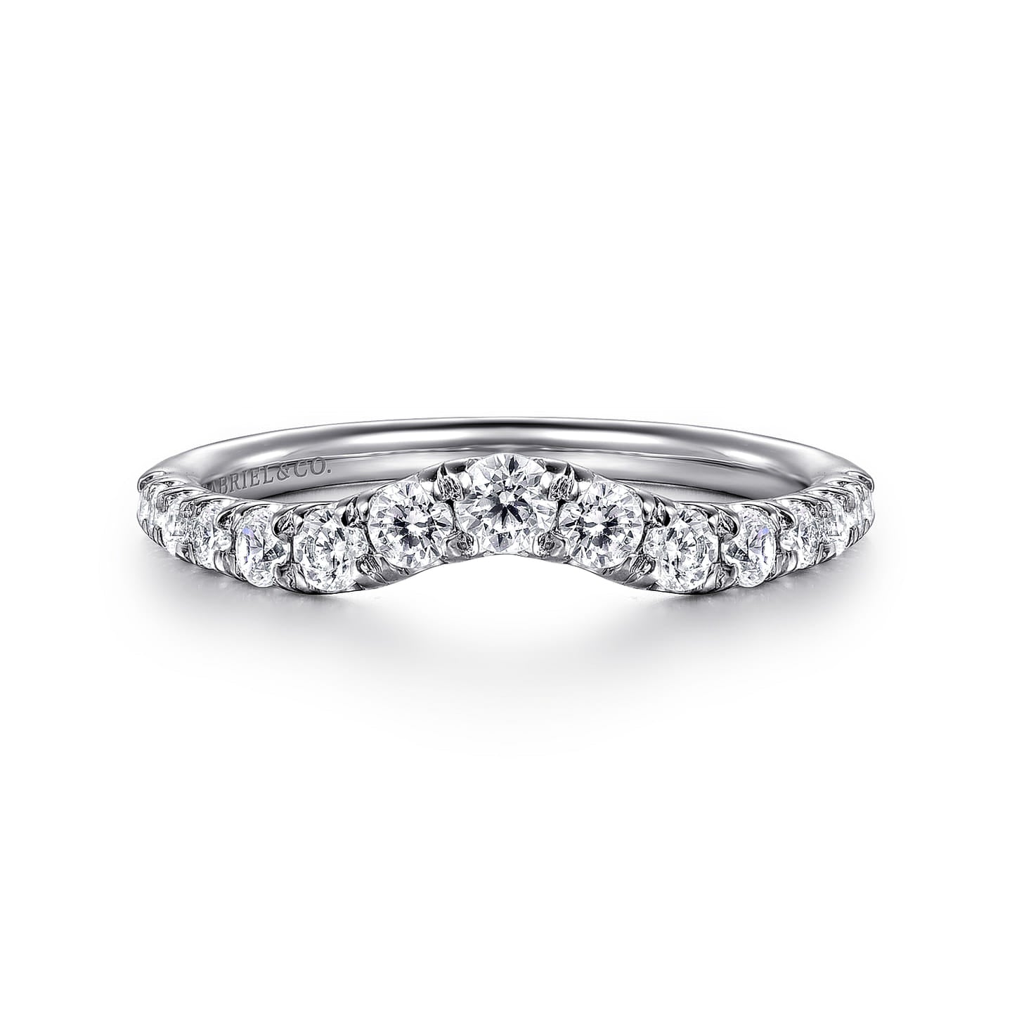 Gabriel & Co. White Gold Chambery Curved Graduating Diamond Wedding Band