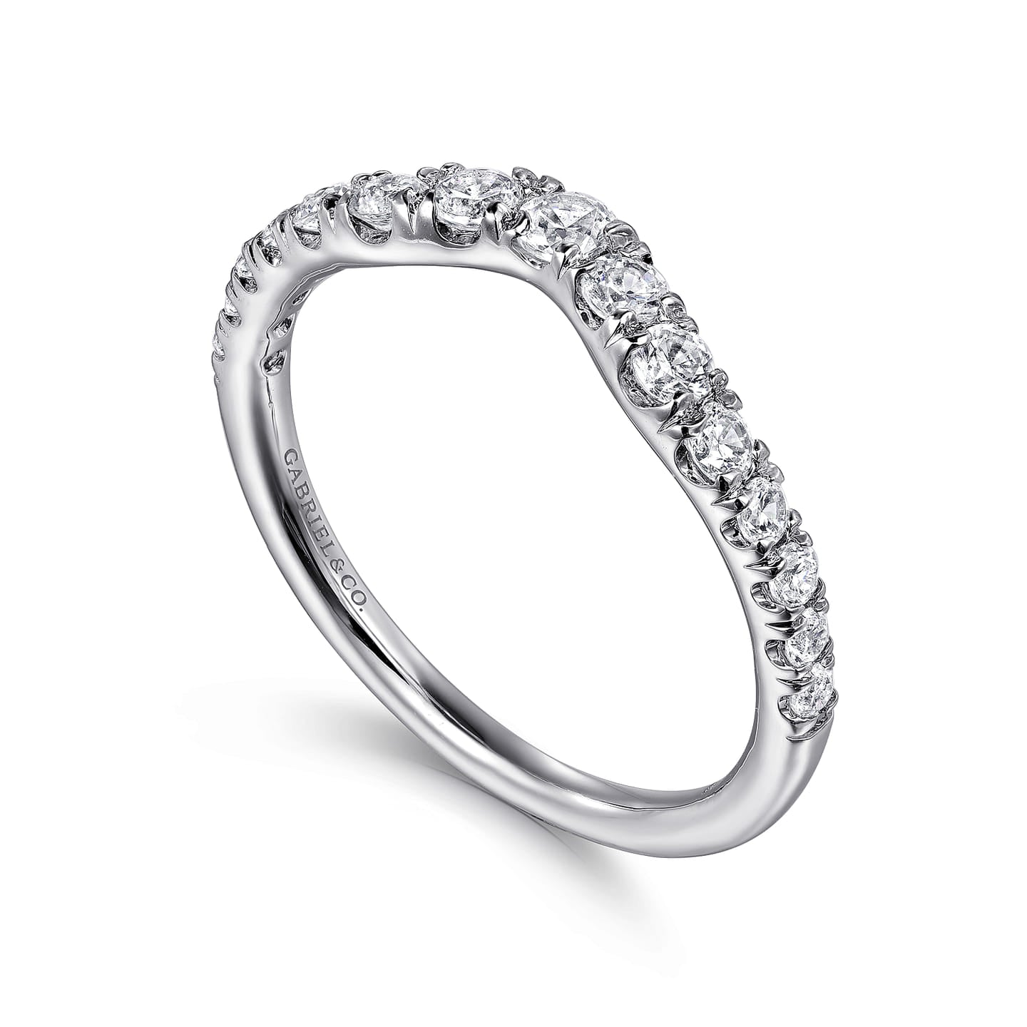 Gabriel & Co. White Gold Chambery Curved Graduating Diamond Wedding Band