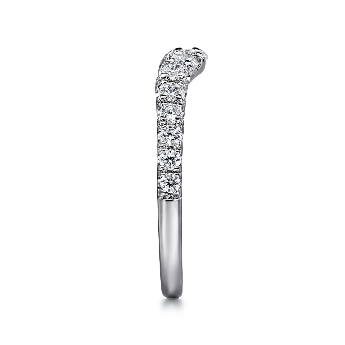 Gabriel & Co. White Gold Chambery Curved Graduating Diamond Wedding Band