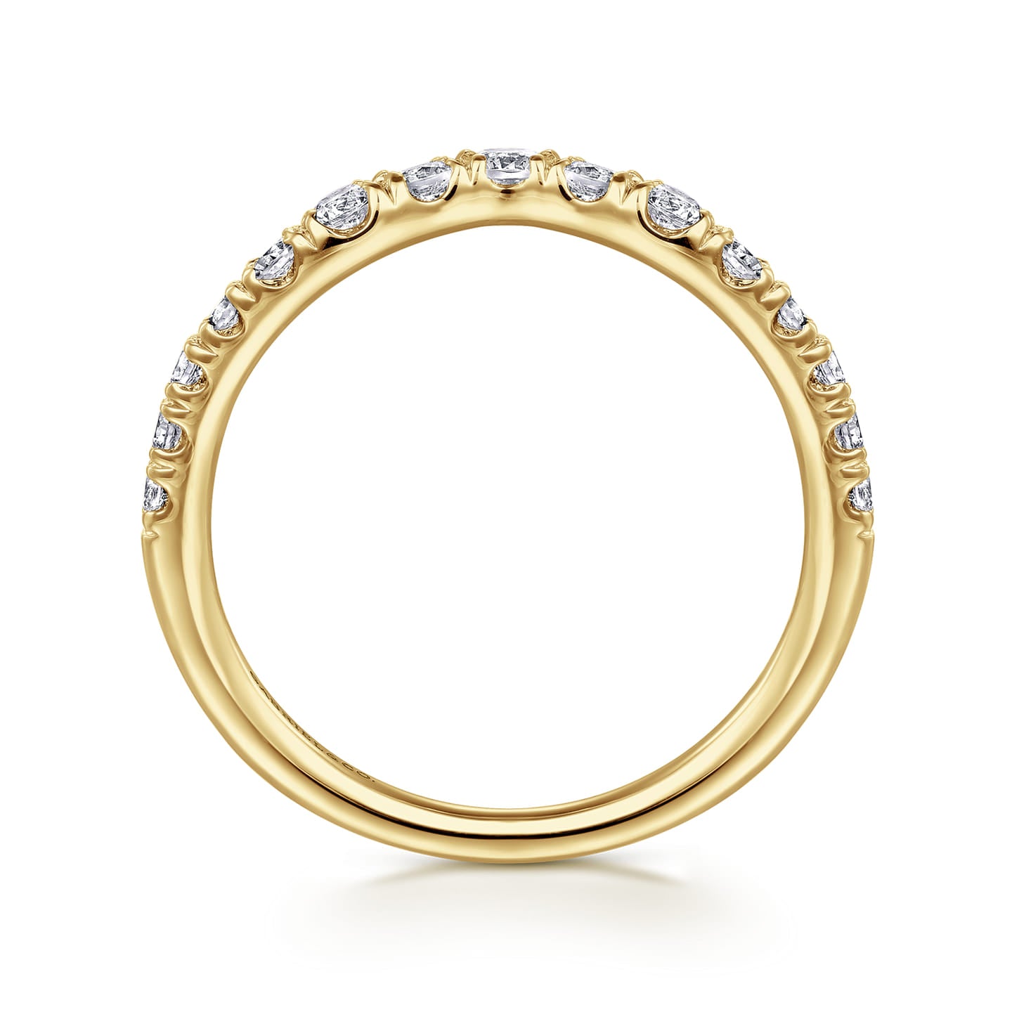 Gabriel & Co. Yellow Gold Chambery Curved Graduating Diamond Wedding Band