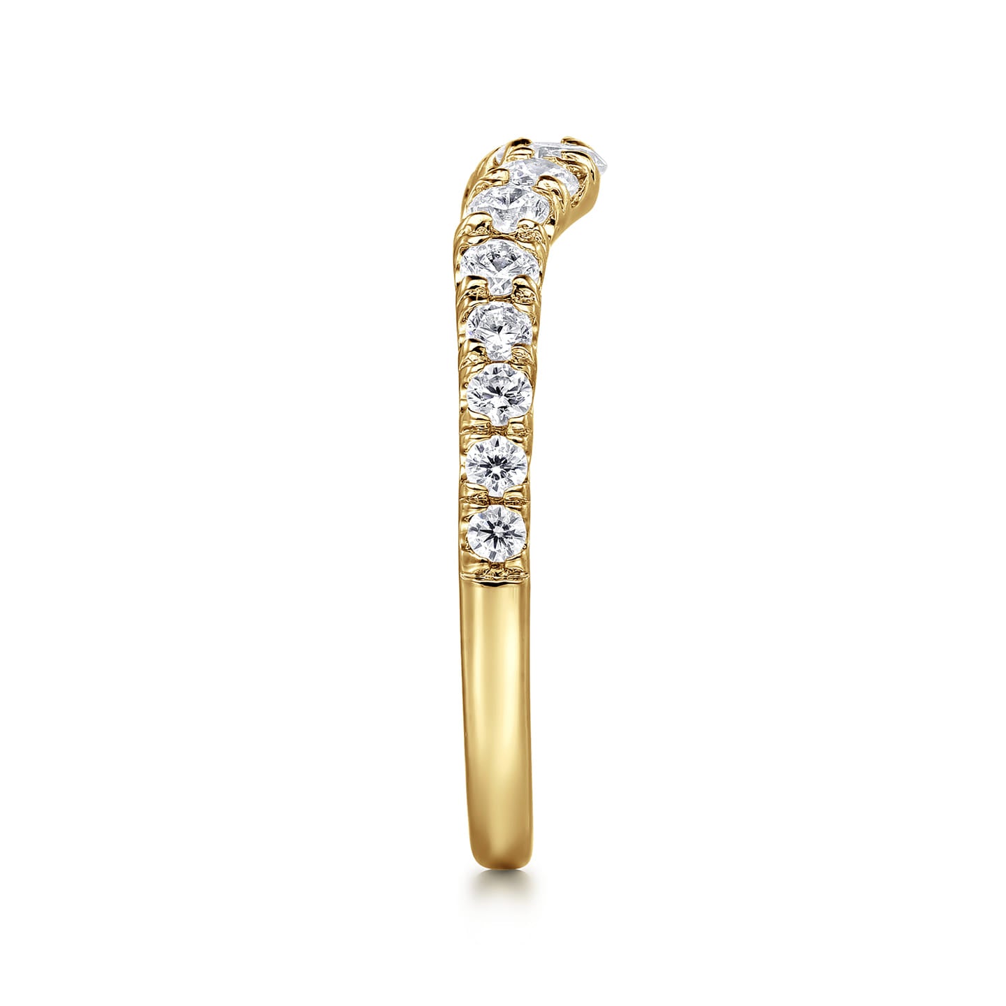 Gabriel & Co. Yellow Gold Chambery Curved Graduating Diamond Wedding Band