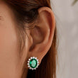 Load image into Gallery viewer, Lafonn Simulated Oval Cut Emerald &amp; Diamond Halo Earrings

