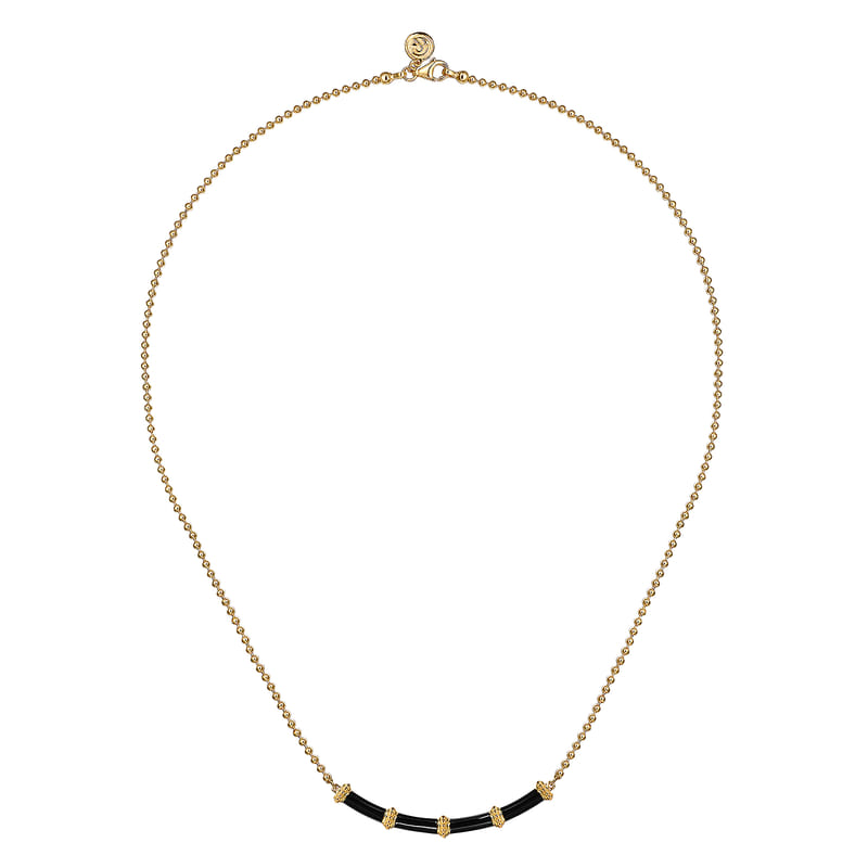 Gabriel & Co. Bujukan Bar Curved Black Enamel Necklace