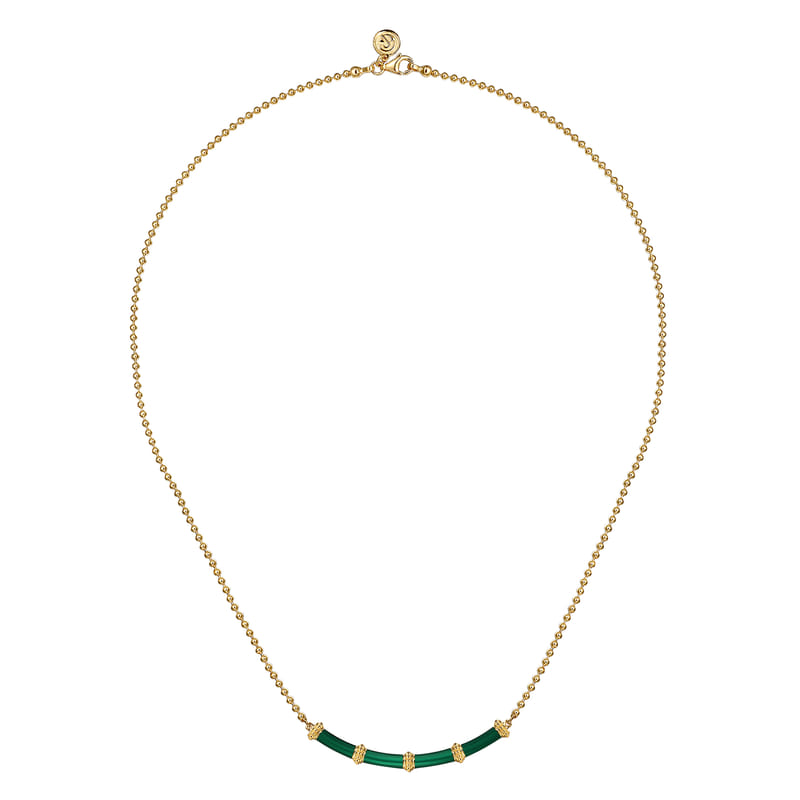 Gabriel & Co. Bujukan Bar Curved Chrome Green Enamel Necklace