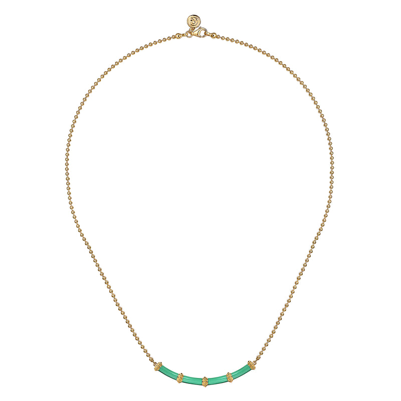 Gabriel & Co. Bujukan Bar Curved Mint Green Enamel Necklace