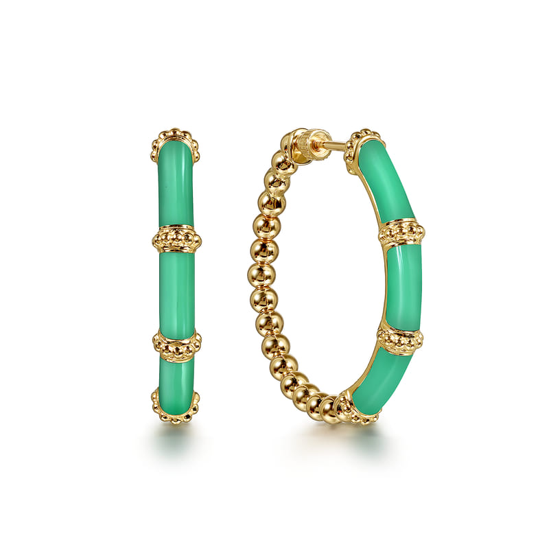 Gabriel & Co. Bujukan Beads and Bar Split Classic Mint Green Enamel Hoop