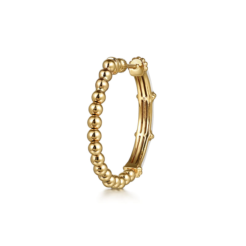 Gabriel & Co. Bujukan Beads and Bar Split Classic White Enamel Hoop