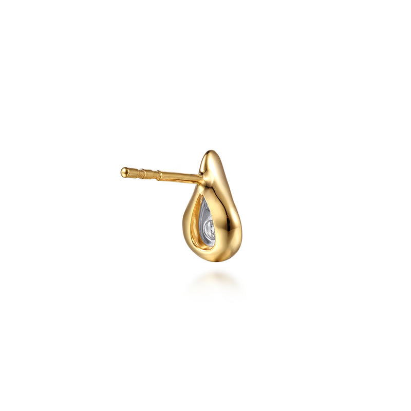 Gabriel & Co. "Fiora" Stud Earrings Teardrop 14K White and Yellow Gold Diamond Back